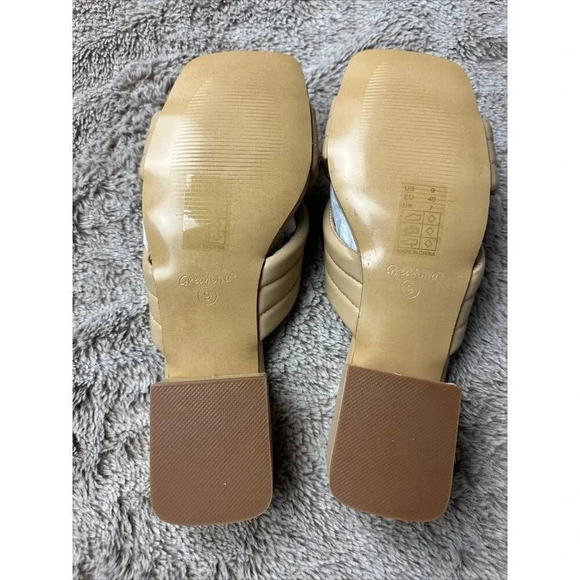 Greatonu Women's Chunky Heeled Sandals Square Open Toe Mules Heels Cross Band Su - Picture 12 of 15